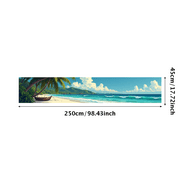 LUUFILx Vibrant Tropical Beach Themed Banner with Palm Trees Airplane Clouds and Waves Beach Party Decorations Backdrop for Summer Events Vacation Celebrations Photo Props