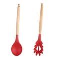thumbnail image 1 of Los utensilios de cocina antiadherentes del silicón fijaron con la manija de madera dura natural del acacia, 2 pedazos, sin BPA, 1 of 5