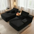 thumbnail image 6 of POEM PANDA 82" Oversized Boneless Memory Foam Chaise Lounge Chair,Black Plush Corduroy Couch Bed,Double Sleeper Comfy Sofa Bed, Cloud Couches for Living Room, 6 of 7