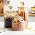 thumbnail image 1 of Tarro de cristal con tapa de amor, color ámbar, para almacenar y sellar, para frutos secos, granos de café, cáscara de naranja, hojas de té, 1 of 5