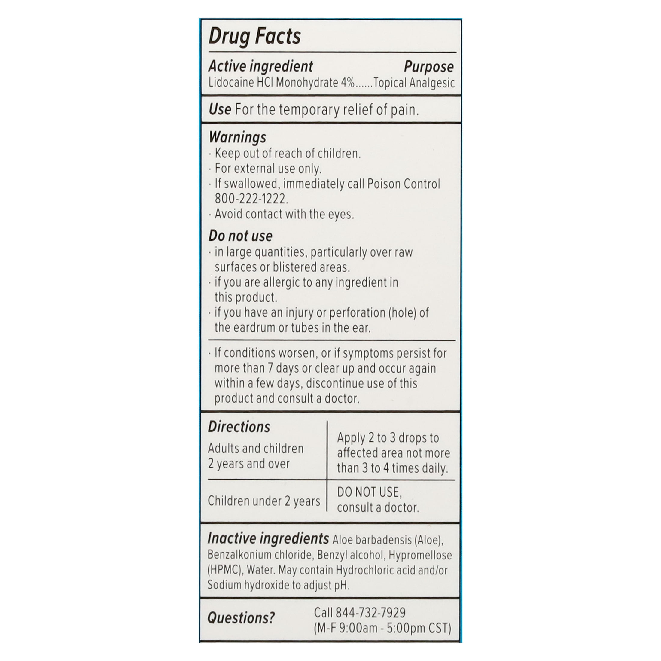 (2 pack) Eosera Ear Pain MD for Kids Relief Drops with 4% Lidocaine 12.5mL
