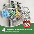 thumbnail image 7 of Shower Caddy Tension Pole: Rustproof Quick Install Corner Bathroom Organizer Shelf on Floor for Renters - 4-Tier Large Capacity Storage Rack with Soap Holder for Apartment -47-121 Inch/Silver, 7 of 7