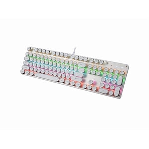 Mécanique Gaming Keyboard Typewriter Rainbow RGB Clavier rétroéclairé 104 Retro Round Keycaps Clavier mécanique filaire Blue Switch pour ordinateur de bureau PC