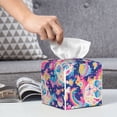 thumbnail image 6 of Sikiie Skull rainbow color space Leather Tissue Box Cover Square, tissue box holder, Tissue Box with Bottom Belt-5.2”x5.2”x5.2”, 6 of 7