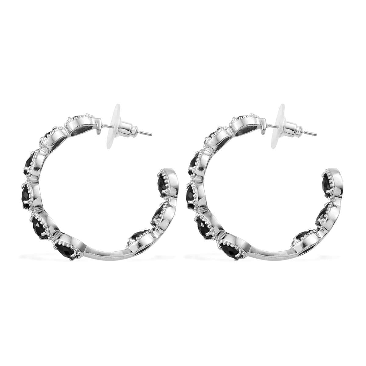 Black Onyx Inside Out Half Hoop Earrings Stainless Steel for Women Jewelry Birthday Christmas Gifts for Women