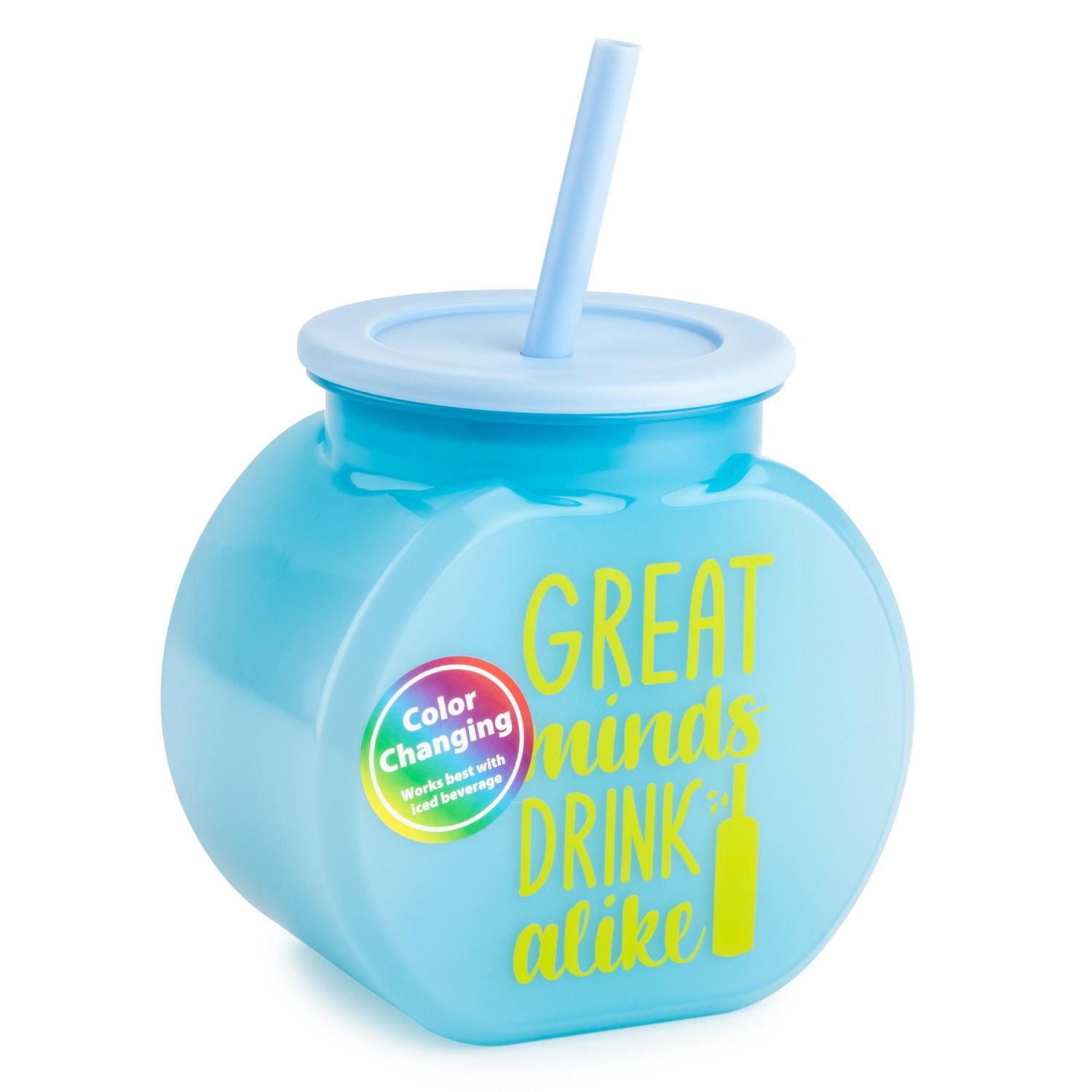 Mainstays Sip 40 OZ Fishbowl Tumbler with Lid and Straw, Blue