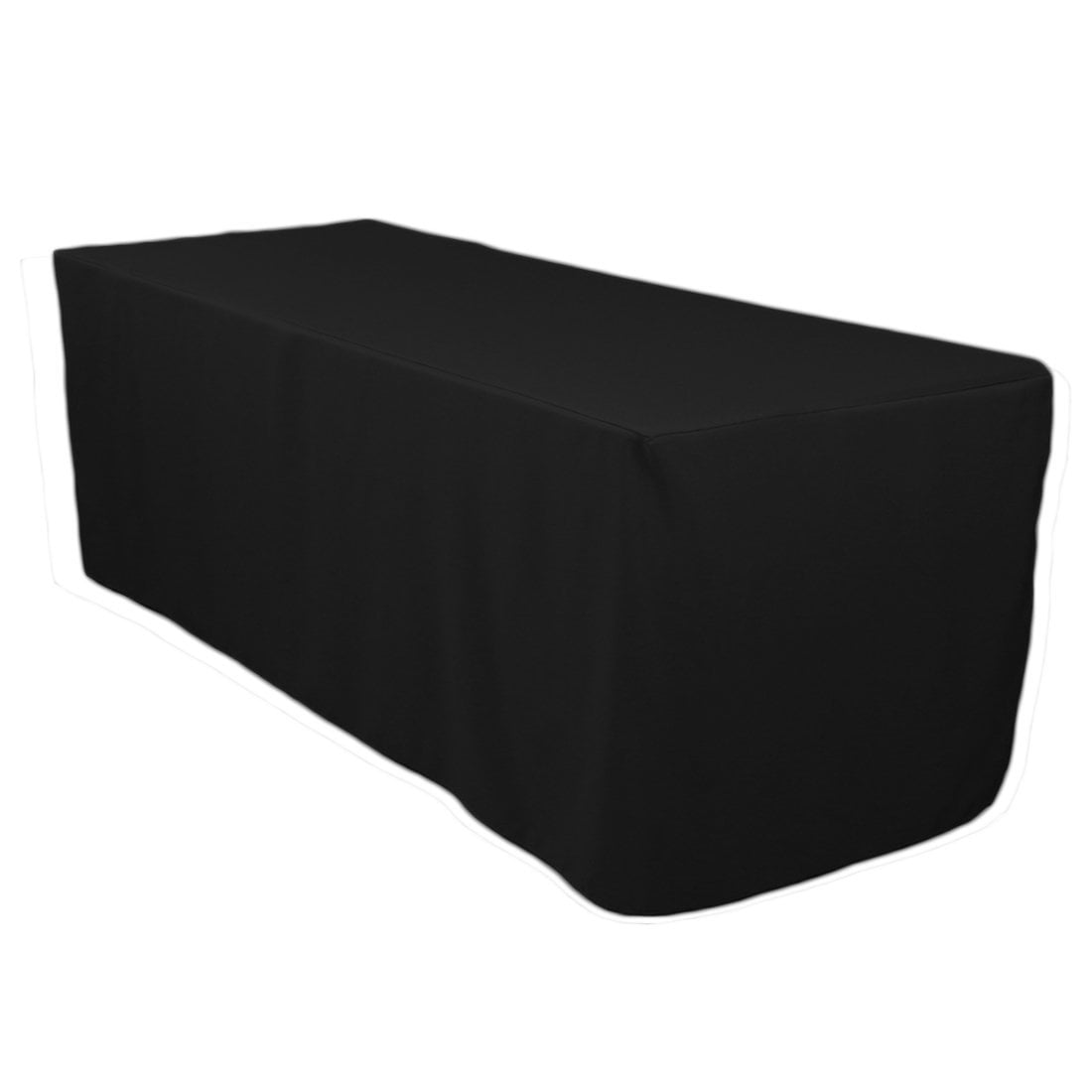 8' ft Fitted Polyester Table Cover Wedding Banquet Event Tablecloth  BLACK 