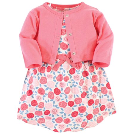 UPC: 0660168677393 | Touched by Nature Baby and Toddler Girl Organic Cotton Dress and Cardigan 2pc Set  Rosebud  12-18 Months