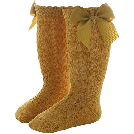 

QWZNDZGR Baby Infants Toddlers Girls Knee High Socks Bow Long Stockings Ruffled Socks School Leggings Youth Soccer Socks