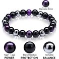 thumbnail image 2 of Pulsera de protección triple de 6 piezas Pulsera triple de ojo de tigre Pulsera de cuentas de obsidiana negra Pulsera de yoga de cristal curativo para traer suerte y prosperidad, 2 of 5