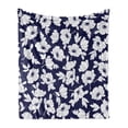 thumbnail image 1 of Navy and White Soft Flannel Fleece Throw Blanket, Botanical Arrangement with Poppies in White Simple Feminine Corsage, Cozy Plush for Indoor and Outdoor Use, 60" x 80", Navy Blue White, by Ambesonne, 1 of 6