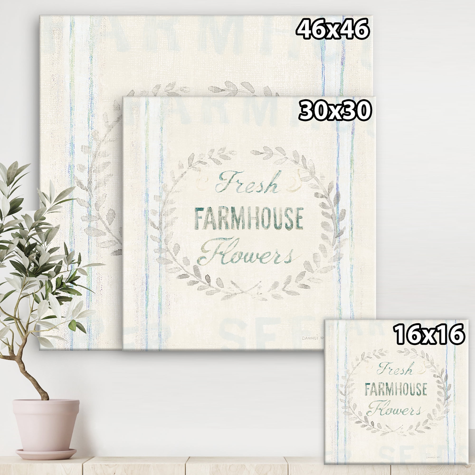 Designart 'Farmhouse Florals VIII' Farmhouse Premium Canvas Wall Art