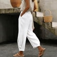 thumbnail image 4 of Cutuoiiu Womens Lightweight Solid Color Wide Leg Pants with Cuffed Hem and Pockets for Casual Outings Gift, 4 of 8