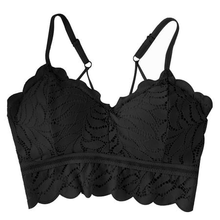FhsagQ Bra Women Bras Lace Bralette Women Stretch Lace Bralette Padded Bras Bandeau with Straps Bras for Women Girls Women's Bras Silk Tanga Panties Black One Size