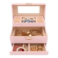 thumbnail image 3 of Unique Bargains Women 3 Layer Jewelry Box PU Leather Jewelry Case Storage with Drawer Pink, 3 of 8