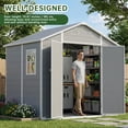 thumbnail image 2 of 8x6 FT Outdoor Storage Shed with Floor,Lockable Double Doors, Ramp,Windows & Vents - Waterproof Garden Tool Shed,All-Weather Garden House,for Backyard,Garden,Poolside,Bike,Lawn Mower,Patio Furniture, 2 of 8