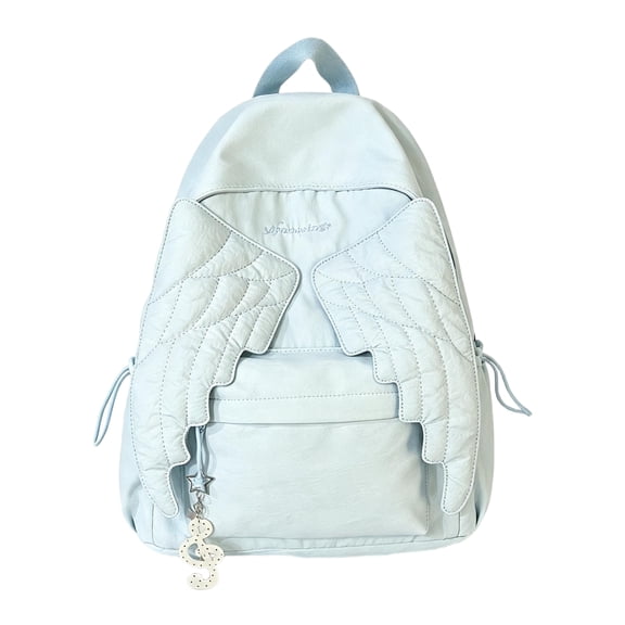 Spacious Angel Wings Backpack Cute Cute core Travel Bag Whimsical | Water Resistant Nylon Daypack Polyester Lining Embroidered Feather Decor Pockets Commuter Shopping Weekend Women