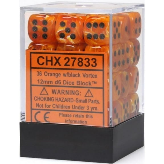 Vortex 12Mm D6 Orange/Black Dice Block