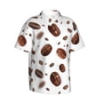 thumbnail image 2 of Hawaiian Shirt For Men, Brown Coffee Bean Print White Mens Button Down Short Sleeve Shirt, Summer Beach Shirts For Men, 2 of 2