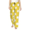 thumbnail image 1 of Balery Yellow And White Polka Dot Pantalones de pijama para mujer, pijamas ultraligeros, pantalones de estar por casa-Large, 1 of 6