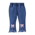 thumbnail image 4 of Toddler Girl Jeans Embroidered Flared Jeans with Pockets High Waisted Girls Wide Leg Pants for Girls 18-24 Months, 4 of 4