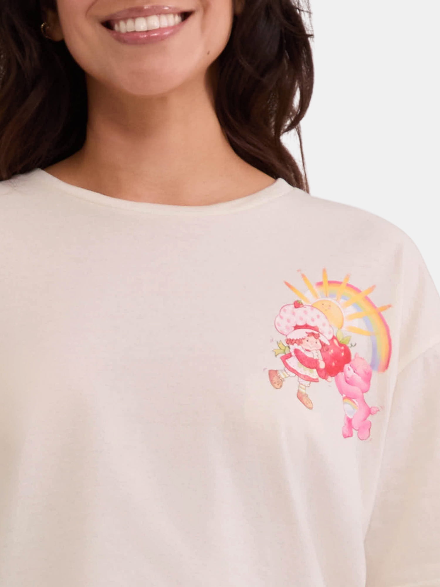 Strawberry Shortcake x Care Bears Women's Graphic Tee with Short Sleeves, Sizes XXS-XXL