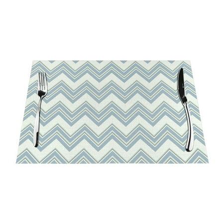 

YFYANG Washable Heat-Resistant Placemats 70% PVC/30% Polyester Triangular Stripe Pattern Kitchen Table Mat 12 x 18 6 Pcs