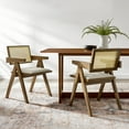 thumbnail image 2 of Side Dining Chair Armchair, Set of 2, Gray, Faux Leather, Wood, Bar Pub Cafe Bistro Dining Kitchen Hospitality Restaurant, Modern Contemporary, HB37225, 2 of 10