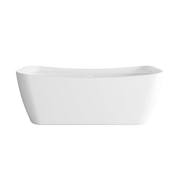 Elegant Kitchen & Bath BT10467GW-WHT 67 in. Soaking Bathtub, Glossy White with Polished White Trim