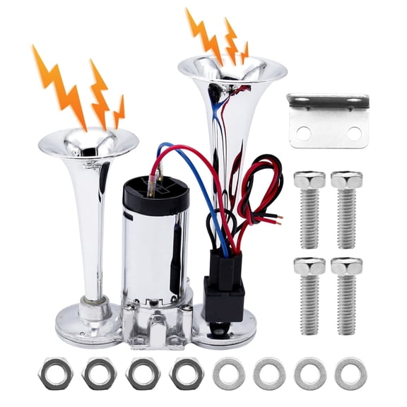 Anxingo 12V Train Horn, 600DB Super Loud Dual Trumpet Air Horn with Compressor for Trucks, Boats, and Trains