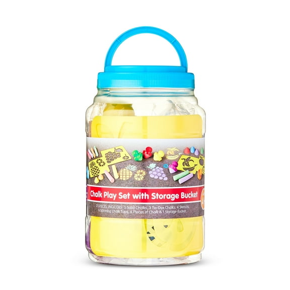 Play Day Spinning Topper Sidewalk Chalk Playset, 25 Count, Assort Colors, Chalk Paints