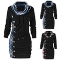 thumbnail image 1 of Hauts à Carreaux à Col pour Femmes avec Cordon de Serrage, Robe Tunique Décontractée à Manches Longues, Pull de Plage pour Femmes 2022, 1 of 4