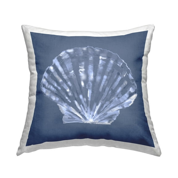 Stupell Industries Abstract Blue Clam Shell Decorative Printed Throw Pillow, 18 x 18