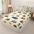 thumbnail image 2 of Manfei Lovely Rv Zipper Twin Comforter Sets with Fitted Sheet and 2 Pillowcases,Cute Camping Print Zipper Bedding Set,Cream,Light Gray Reversible,4pcs, 2 of 8