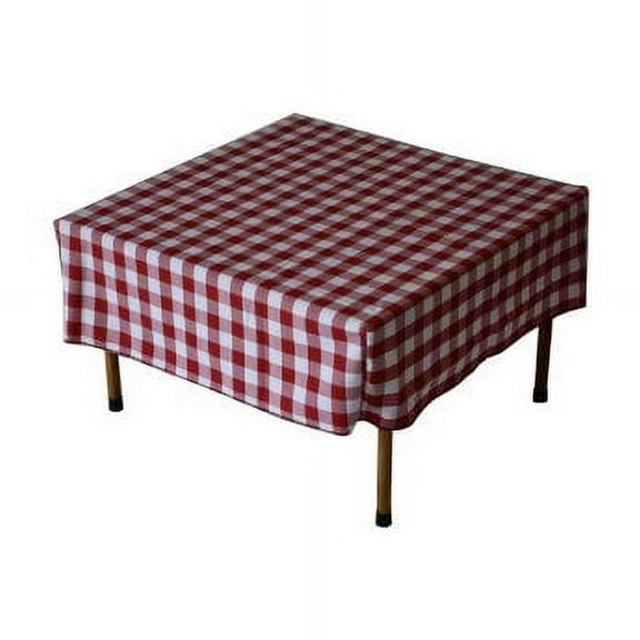 TC2828RW Square Polyester Gingham Tablecloth, 28-inch by 28-inch, Red and White Checkered Pattern