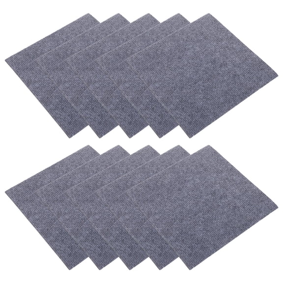 OUNONA Dark Grey Washable Carpet Tiles, Easy Application, Quiet Floors, 10Pcs