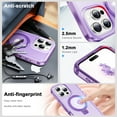 thumbnail image 3 of Allytechgroup iPhone 15 Pro Magnetic Case with Screen Protector, Ring Holder Stand Matte Transparent Back Cover Compatible with Magsafe Full Body Shockproof Case for Apple iPhone 15 Pro, Purple, 3 of 6