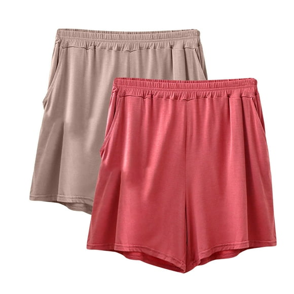 Cameland 2PC Plus Size Pajama Shorts for Women Elastic Waist Comfy Lounge Shorts Soft Sleepwear Summer Shorts