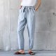 thumbnail image 1 of 100% Linen Women Pants Casual Elastic High Waist Vintage Streetwear Spring Autumn Pockets Trouser With Belt Joggers Sweatpants zhangmengya LED, 1 of 2