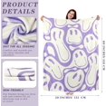 thumbnail image 2 of Preppy Throw Blanket Pink Smile Face Blanket Cute Flannel Soft Blanket Plush Fuzzy Pink Blanket Preppy Bedding Stuff for Dormitory Living Room 50" x 60"(Purple Distort Smile Face), 2 of 6