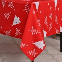 Romanstile Christmas Tablecloth 60×84 Inch Winter Snowman House Christmas Trees Red Washable Table Cover for Party Picnic Dinner Decor