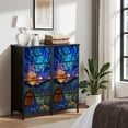 thumbnail image 6 of Dresser for Bedroom with 4 Storage Drawers Dreamlike Wine Landscape Glowing Barrel Fractured Glass Chest of Drawers Steel Framed Fabric Closet Organizers for Entryway Kitchen, 6 of 7
