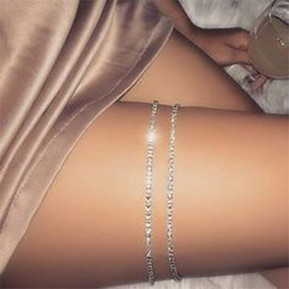 Leg Chain Silver Crystal Thigh Chains Festival Rave Body Chain Party Club Leg Je
