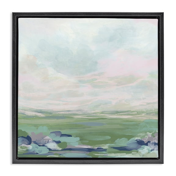 Stupell Industries Contemporary Faded Grassland View Black Floating Frame Canvas Art, 18 x 18, by June Erica Vess