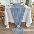 thumbnail image 3 of Parojati 6 Pcs Cheesecloth Table Runner 35'' x 120'' inch Nude Boho Gauze Cheese Cloth Table Runners for Baby Shower Decoration Wedding Party Summer Garden Farmhouse Dusty Blue, 3 of 9