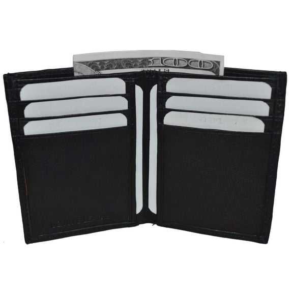 Leatherboss Genuine Leather Men Slim Credit Card Holder Wallet, Black