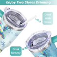 thumbnail image 5 of 40oz Cute Ocean Life Turtle Stainless Steel Flip Straw Tumbler Spill Proof Travel Cup Double Wall Vacuum Insulated Coffee Mug with Top Handle, 5 of 6