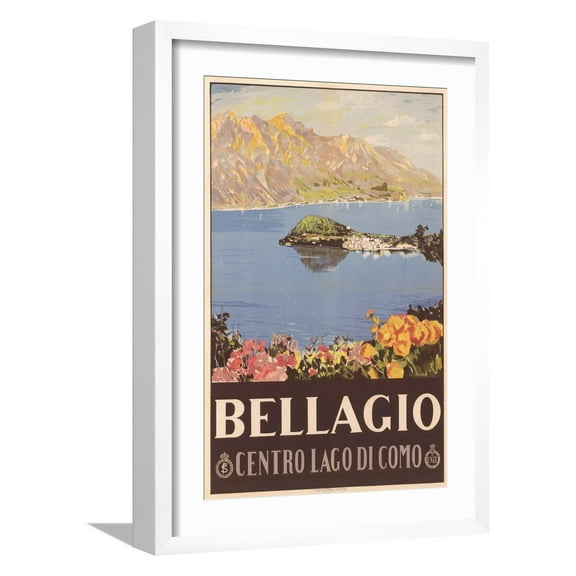 Art.com Bellagio Travel Poster Art Print, White Frame Wall Art, 17" x 23"