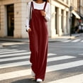 thumbnail image 3 of ZZkhGO Women's Solid Color Corduroy Overall Jumpsuit Adjustable Strap Wide Leg Sleeveless Jumpsuit with Side Pockets, 3 of 7