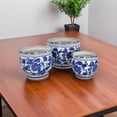 thumbnail image 4 of Benjara 3pc Modern Planter- Japanese Inspired Art Design- Blue White Ceramic, 4 of 6